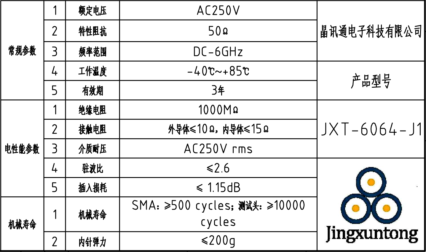 JXT-6064-J1 2.產(chǎn)品參數(shù)